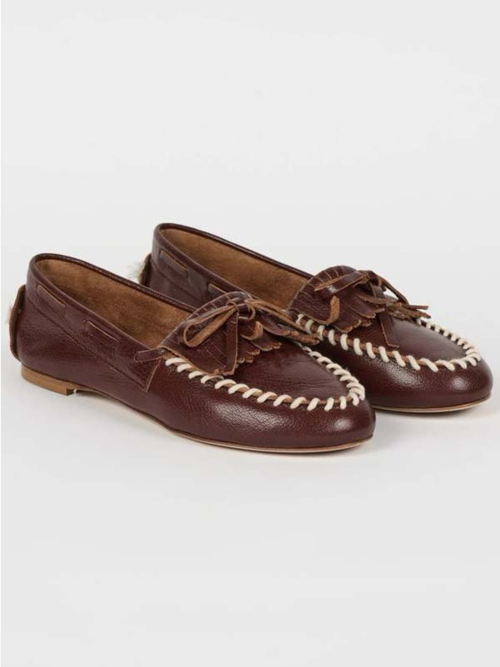 Jamie Haller Brown Leather Camp Moccasins Loafers Size 40